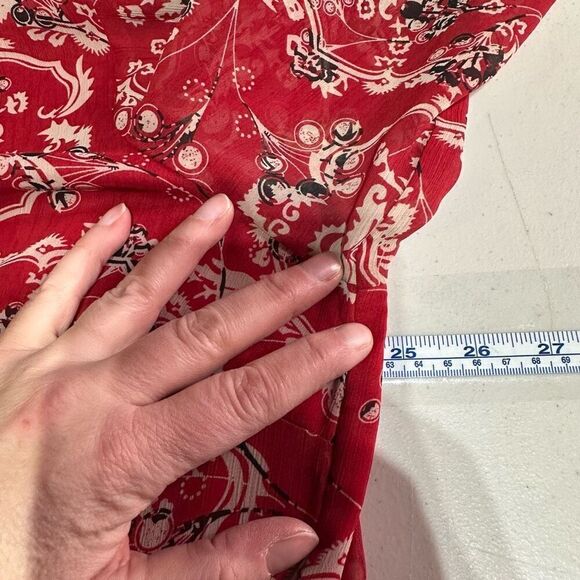 Vintage Y2K Fashion Bug Floral Beaded Bandana Print Tie‎ Waist Blouse Sheer 2X - Picture 5 of 13